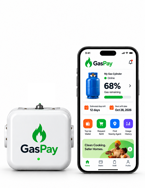 gaspay smart sensor and app mockup